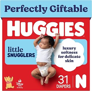 Huggies Little Snugglers Newborn Diapers, 31 Count | Newborn Essentials, Blowout Protection, Leakproof Protection, Luxury Softness, FastAbsorb System, Hypoallergenic