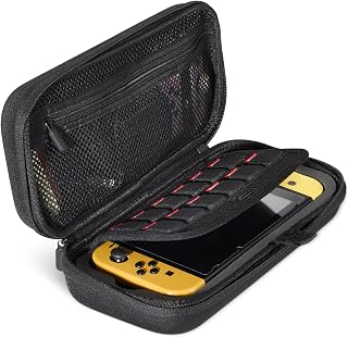 Amazon Basics Universal Nintendo Switch Case with 12 Game Card Slots, Fits Switch OLED and Switch 2, Black, 1-Pack
