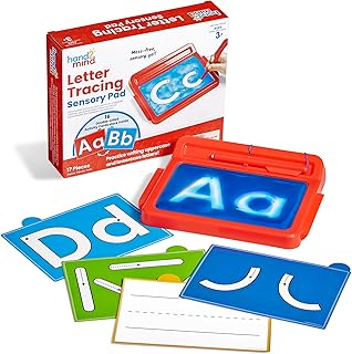 hand2mind Letter Tracing Sensory Pad, Fine Motor Activities, Ages 3+ | Handwriting Practice Kids, Letter Tracing Board, Toddler Writing Practice, Montessori Alphabet Toys, Preschool Learning Toys