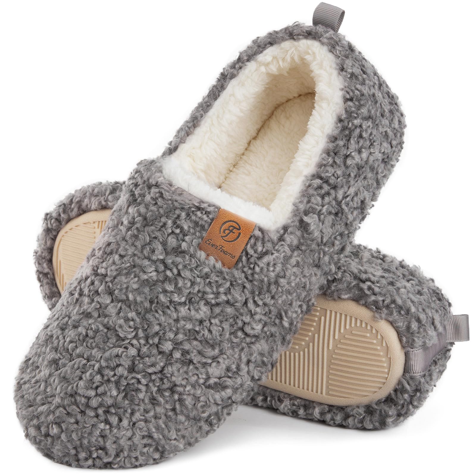 EverFoams Women’s Soft Curly Slippers Memory Foam Lightweight House Shoes | Gift