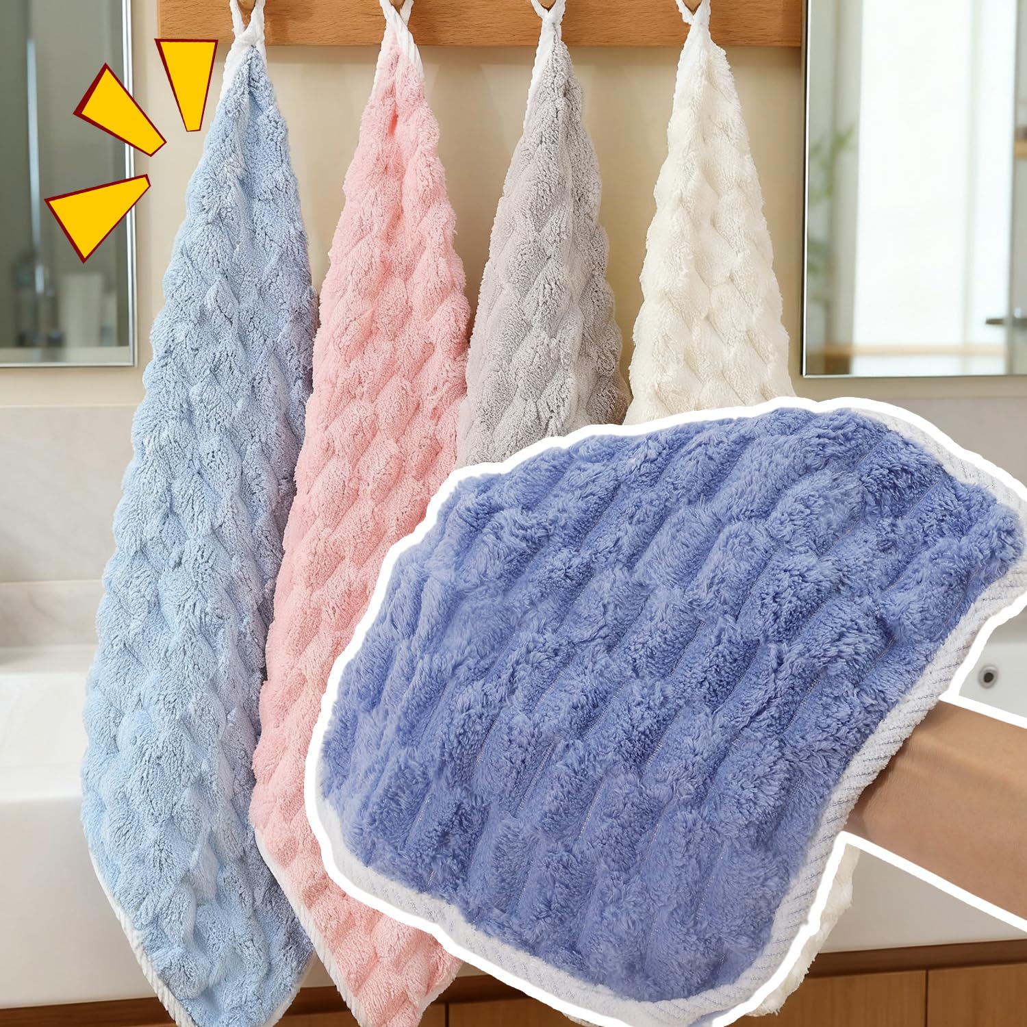 2 Pieces Coral Candy Stripe Towel Thickened Absorbent Soft Quick Dry Towel for H