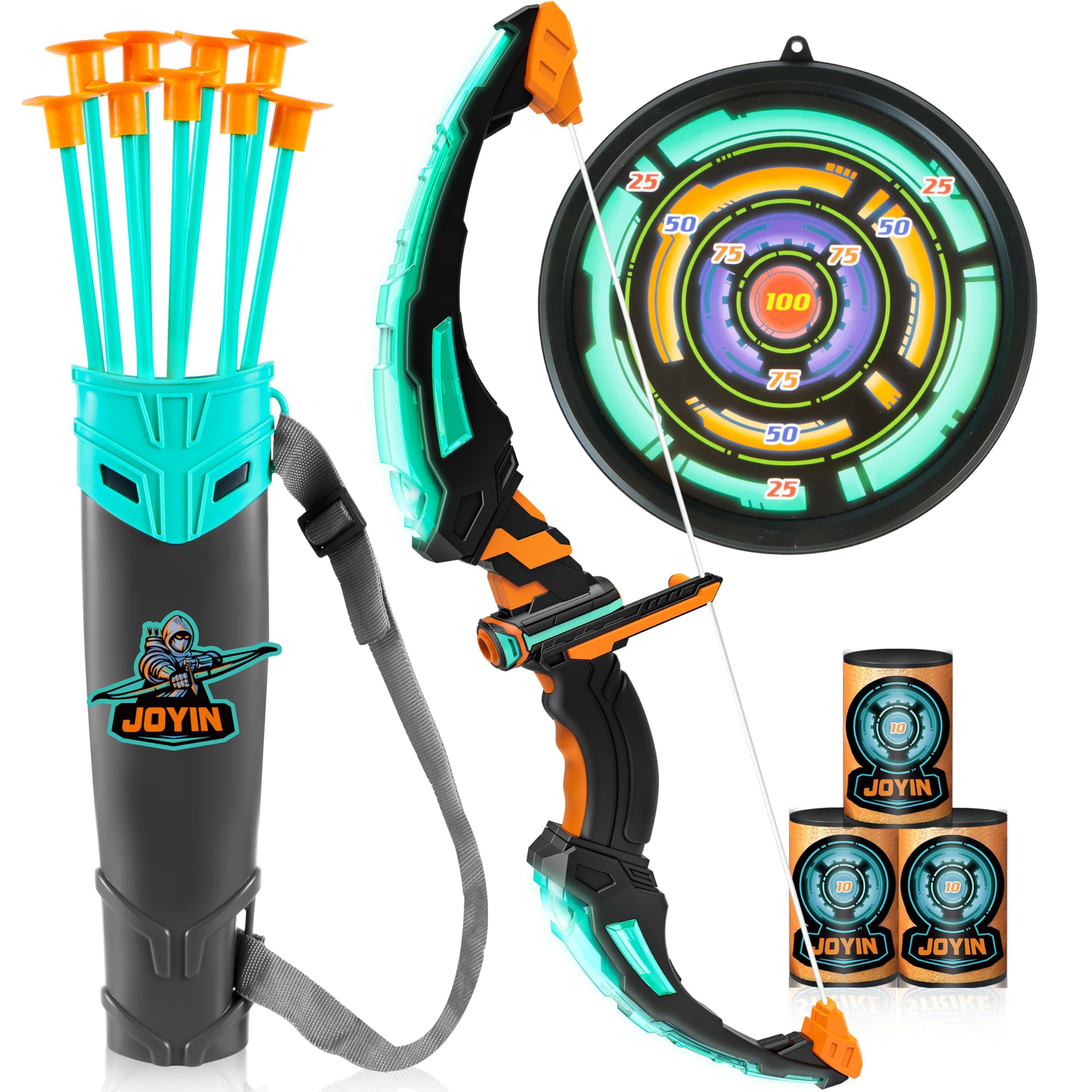 JOYIN Kids Bow and Arrow Set, LED Light Up Archery Toy Set with 9 Suction Cup Ar