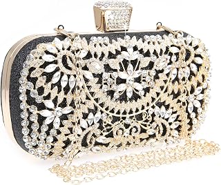 DA BODAN Womens Sparkly Rhinestone Crystal Clutch Bag Glitter Sequin Bridal Purse Evening Handbag for Wedding Party Prom