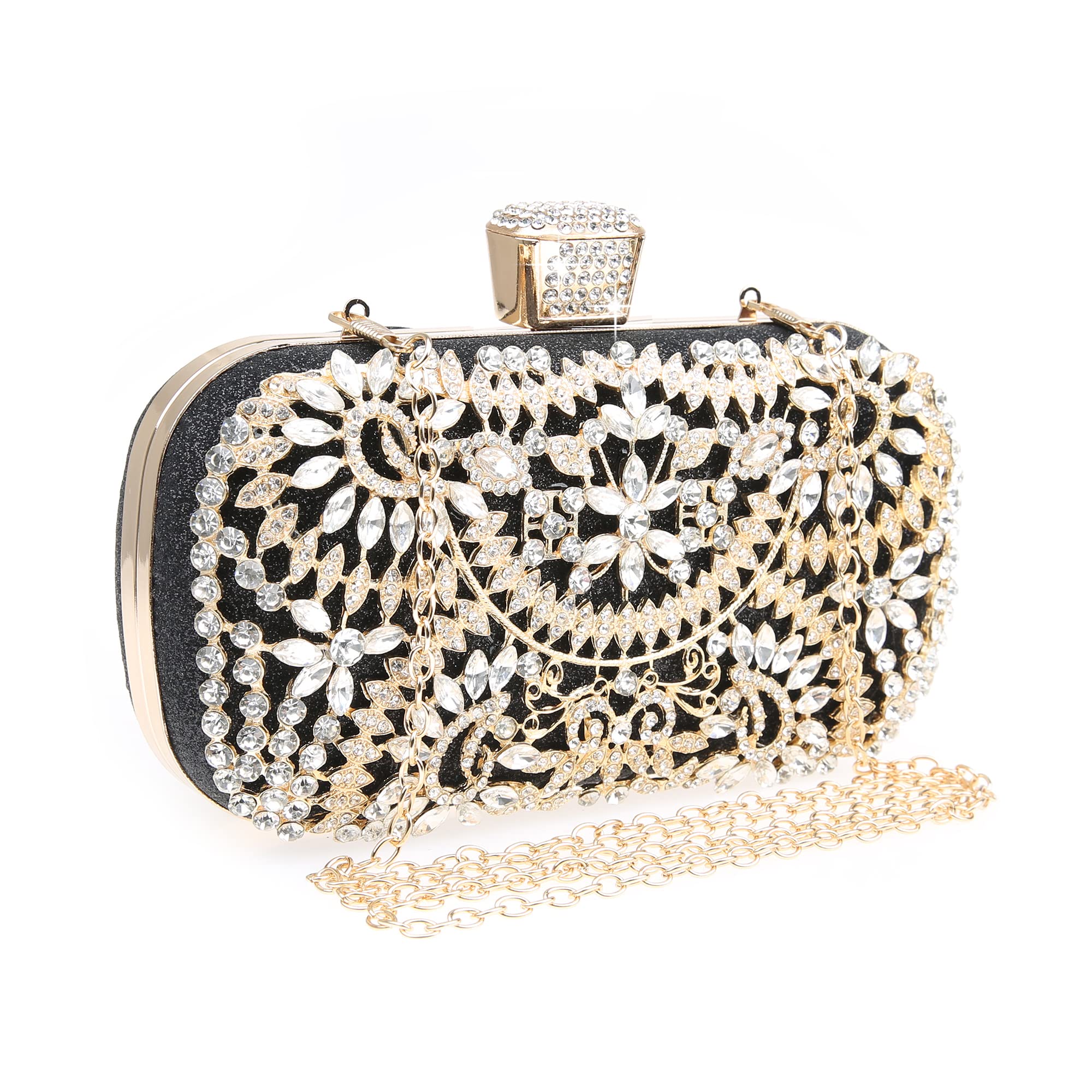 DA BODAN Womens Sparkly Rhinestone Crystal Clutch Bag Glitter Sequin Bridal Purs