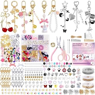Wurosi 945PCS Bag Charm Kit Gold & Silver,Bag Charm Craft Supplies | Charms Lip Gloss Keychain Making Kit,Perfect DIY Jewelry Crafts Party, or Family Activity & Gift for Adults