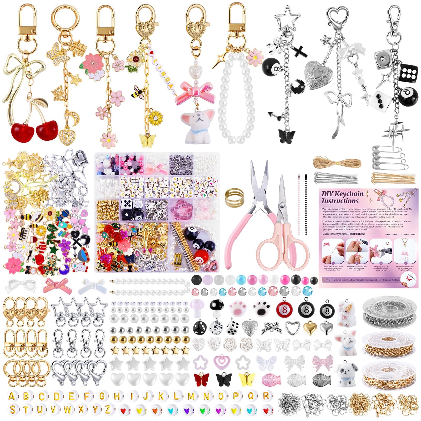 Wurosi 945PCS Bag Charm Kit Gold & Silver,Bag Charm Craft Supplies | Charms Lip 