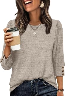 WIHOLL 3/4 Length Sleeve Womens Tops Sweaters Shirts Lightweight Spring Outfits 2026 Winter Clothing S-2XL