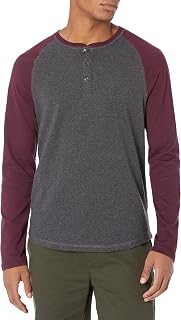 Amazon Essentials Men's Long Sleeve Henley Shirt for Men, Regular-Fit, Cotton, Available in Big & Tall