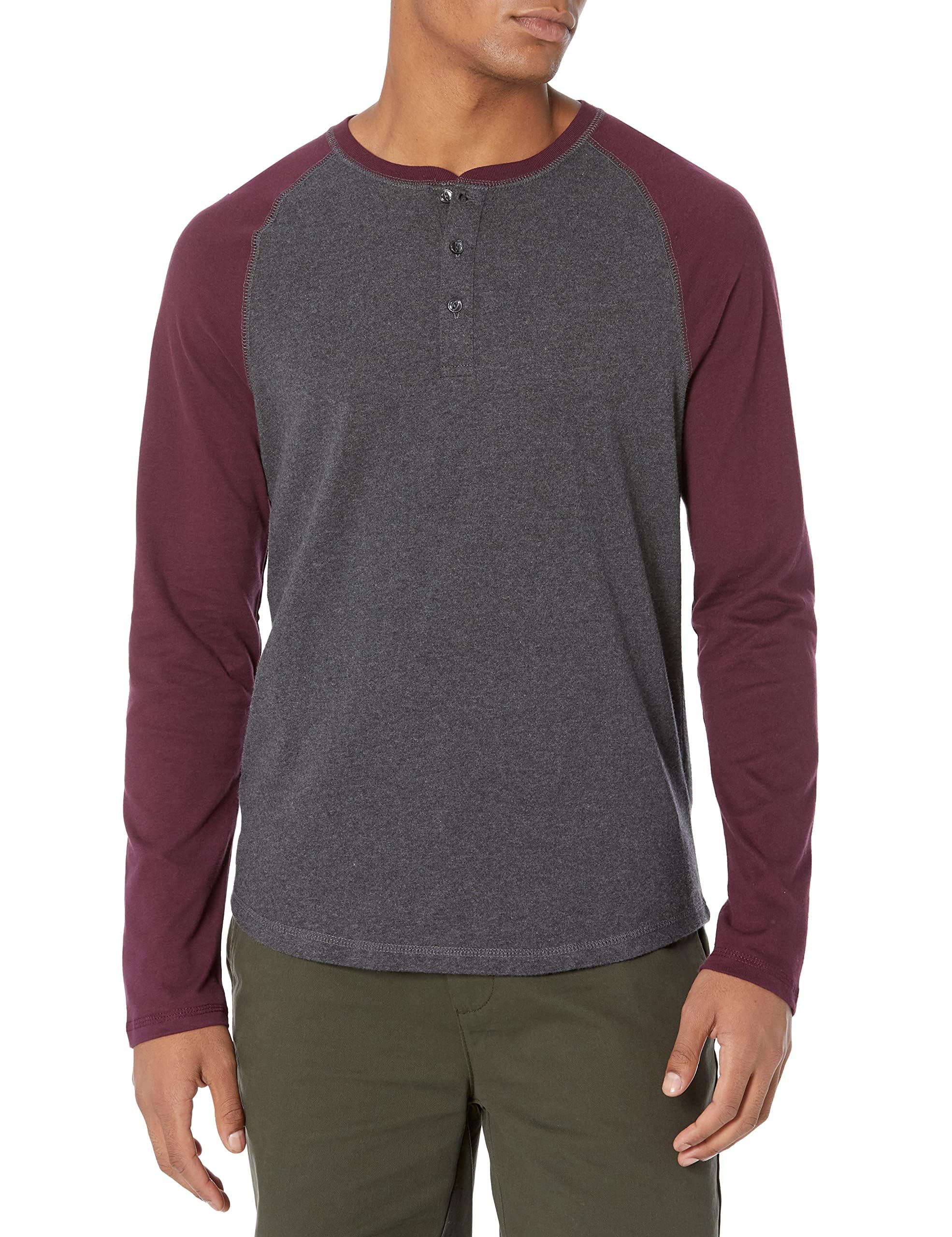 Amazon Essentials Men's Long Sleeve Henley Shirt for Men, Regular-Fit, Cotton, A