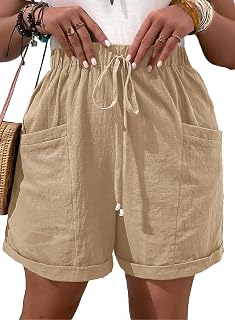 Eytino Womens Plus Size Shorts Casual Elastic Waist Drawstring Comfy Lightweight Summer Shorts with Pockets(1X-5X)