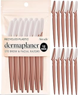 Kitsch Dermaplane Razor for Women Face – Terracotta, 12 pcs | Face Razors for Women & Men, Eyebrow Razor & Face Shaver – Exfoliating Facial Razor & Dermaplaner as Tool for Smoother Skin