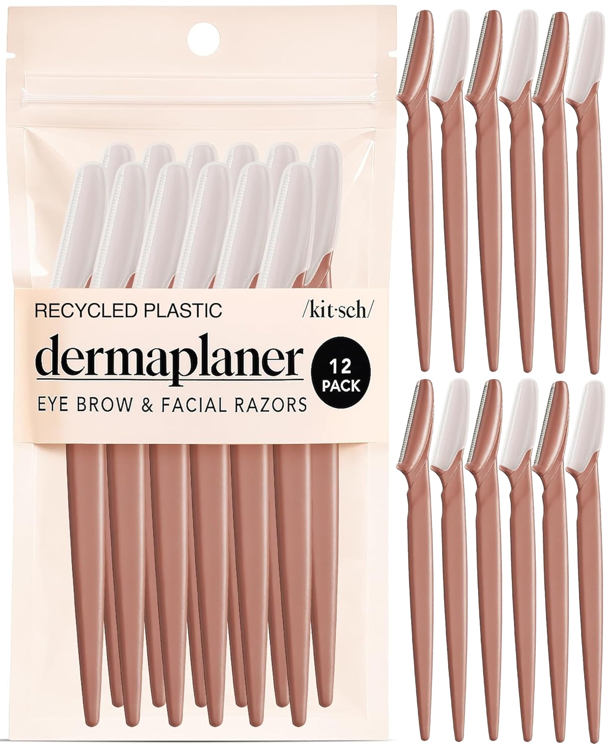 Kitsch Dermaplane Razor for Women Face – Terracotta, 12 pcs | Face Razors for Wo