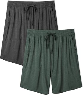 DAVID ARCHY Men's 2 Pack Soft Comfy Bamboo Rayon Sleep Shorts Lounge Wear Pajama Pants