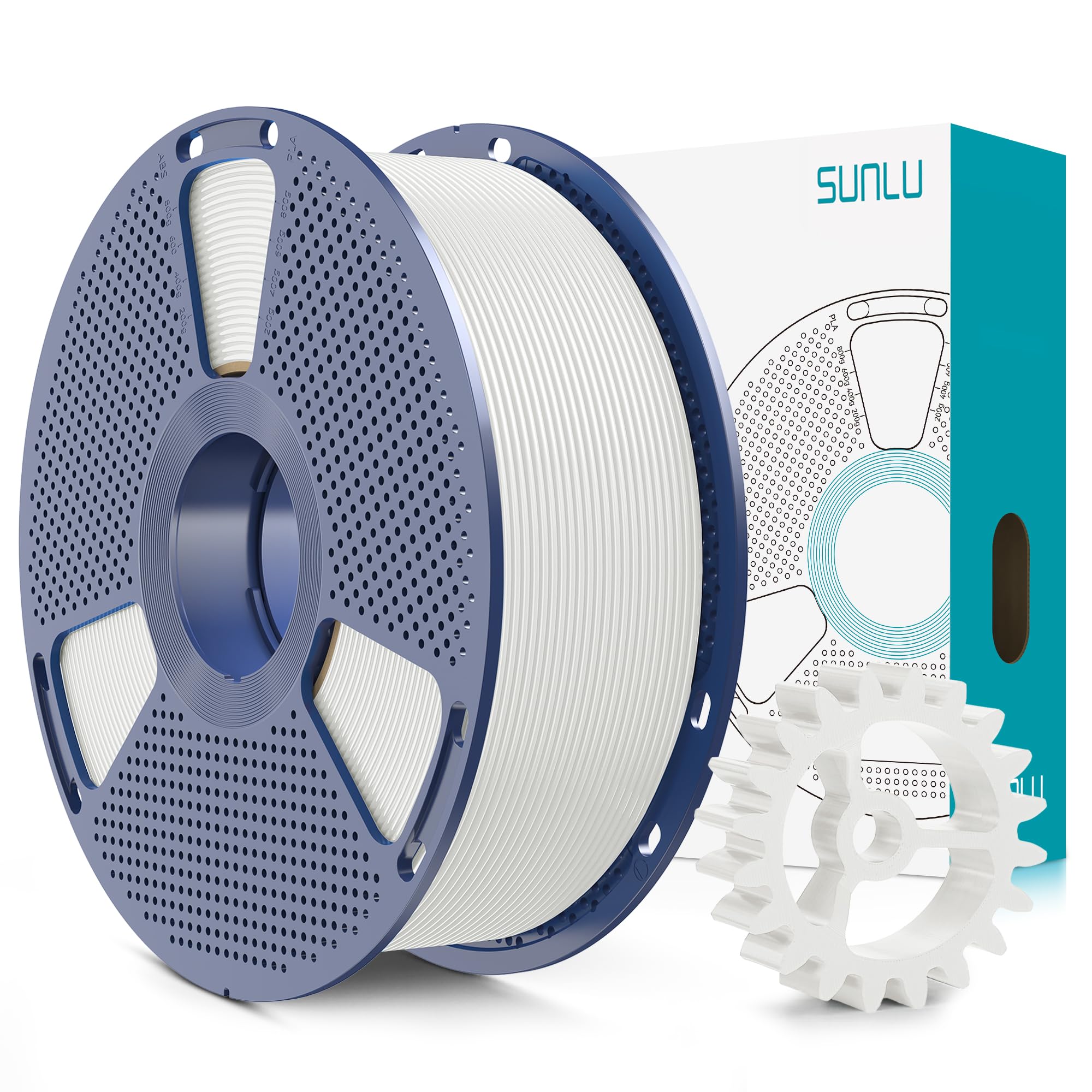 SUNLU PLA+2.0 Filament 1.8mm, Upgrade PLAPlus2.0 Filament, 1kg White | Stronger 