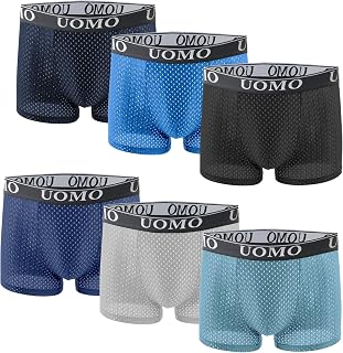 UOMO Collection 6 Pack Cotton Basic Solid Boxer Briefs Comfy Soft