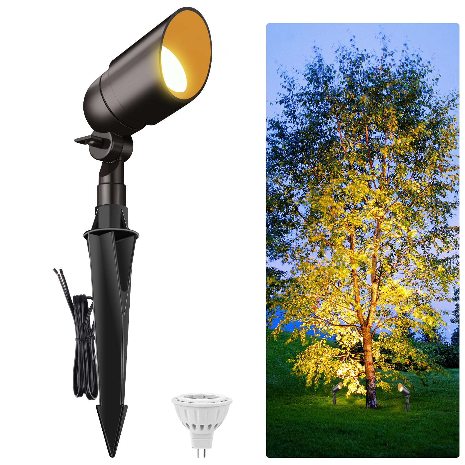 Cheopha 12V Low Voltage Landscape Spotlight, 4W MR16 Warm White, 1-Pack