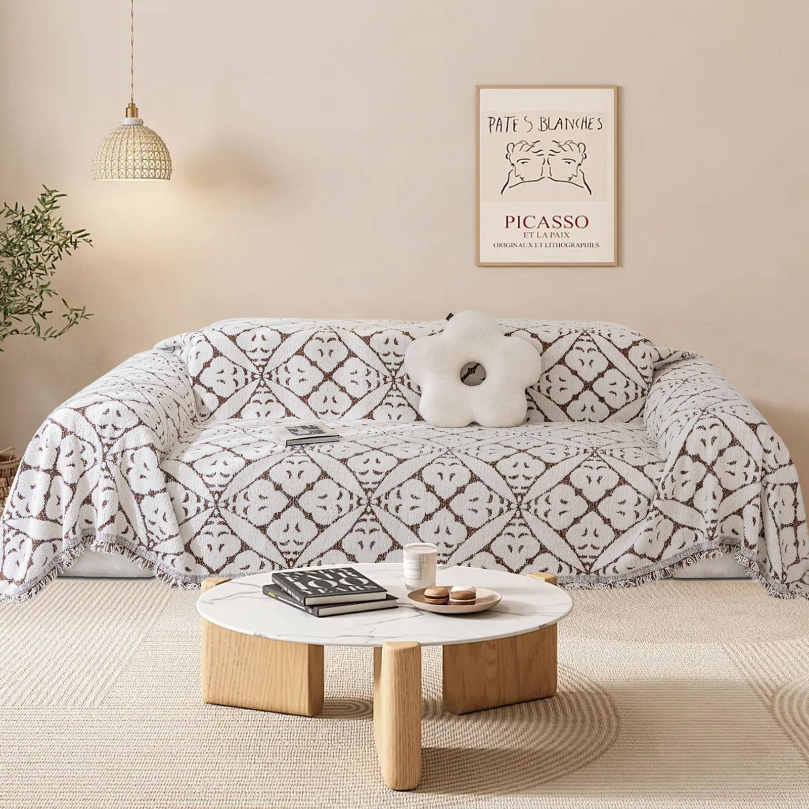 SHANNA Sofa Cover for 3 Seater, Chenille AB Sided Slipcover for Corner Sofa, All