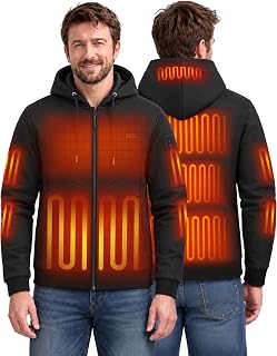 MOZZROZZ Heated Hoodie for Men & Women with Battery Pack, Heating Jacket | 26-Zone Heating, Fast & Even Heating, 4 Independent Controls, 3 Heat Levels, Machine Washable, Ice Skating Jackets