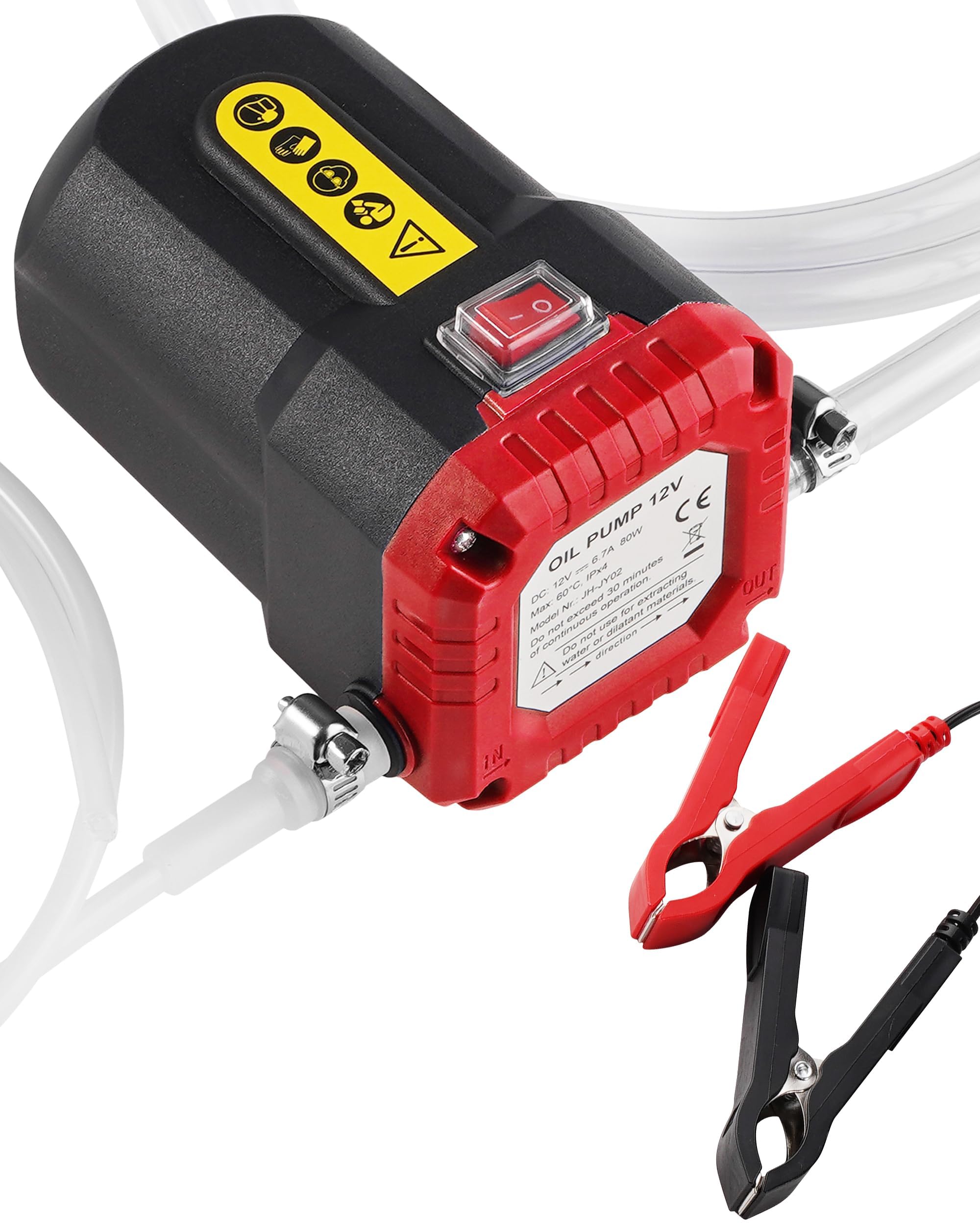 Oil Extractor Pump 12V, Electric Engine Oil Pump w/Upgraded Overcurrent Protecti
