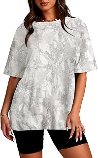 Oversized Camo T Shirts for Women Men Maple Leaf Short Sleeve Camo Tee Shirt Summer Casual Graphic Tops Streetwear