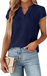 Blooming Jelly Women's Dressy Casual Tops Business Work Short Sleeve Blouse