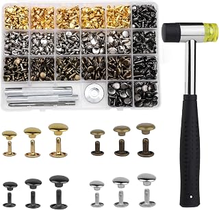 SUVSOON 360 Pcs Leather Rivets Kit 4 Colors Double Cap Rivet, Fabric Rivet