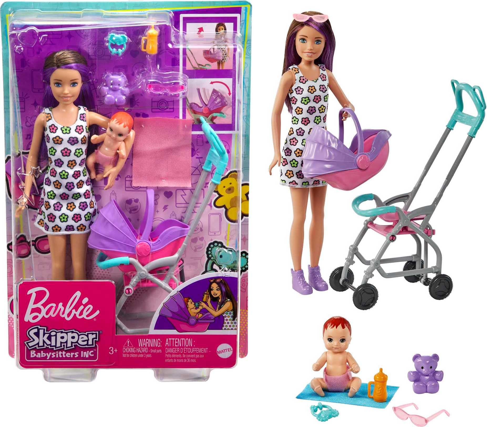 Barbie Skipper Babysitters Inc Doll, Playset and Accessories | Brunette Fashion 