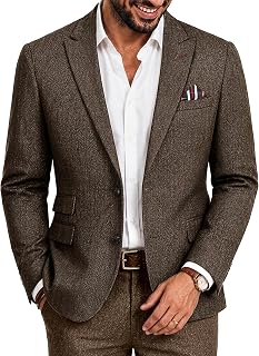 PJ PAUL JONES Mens Blazer Tweed Wool Blend Sport Coat Herringbone Jacket