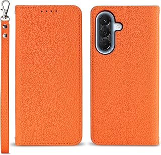 【Hamany】 対応 galaxy a57 5g ケース 手帳型 ギャラクシーa57 ケース カード収納 スマホ ストラップ -オレンジ