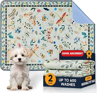 Washable Pee Pads for Dogs 2 Pack,reusable puppy pads, 2026 Upgraded Puppy Pad 24"x36", Waterproof Washable Puppy Pads, Super Absorbent Training Pads For Dog (Green Medallion, 24"x36"(Pack of 2))