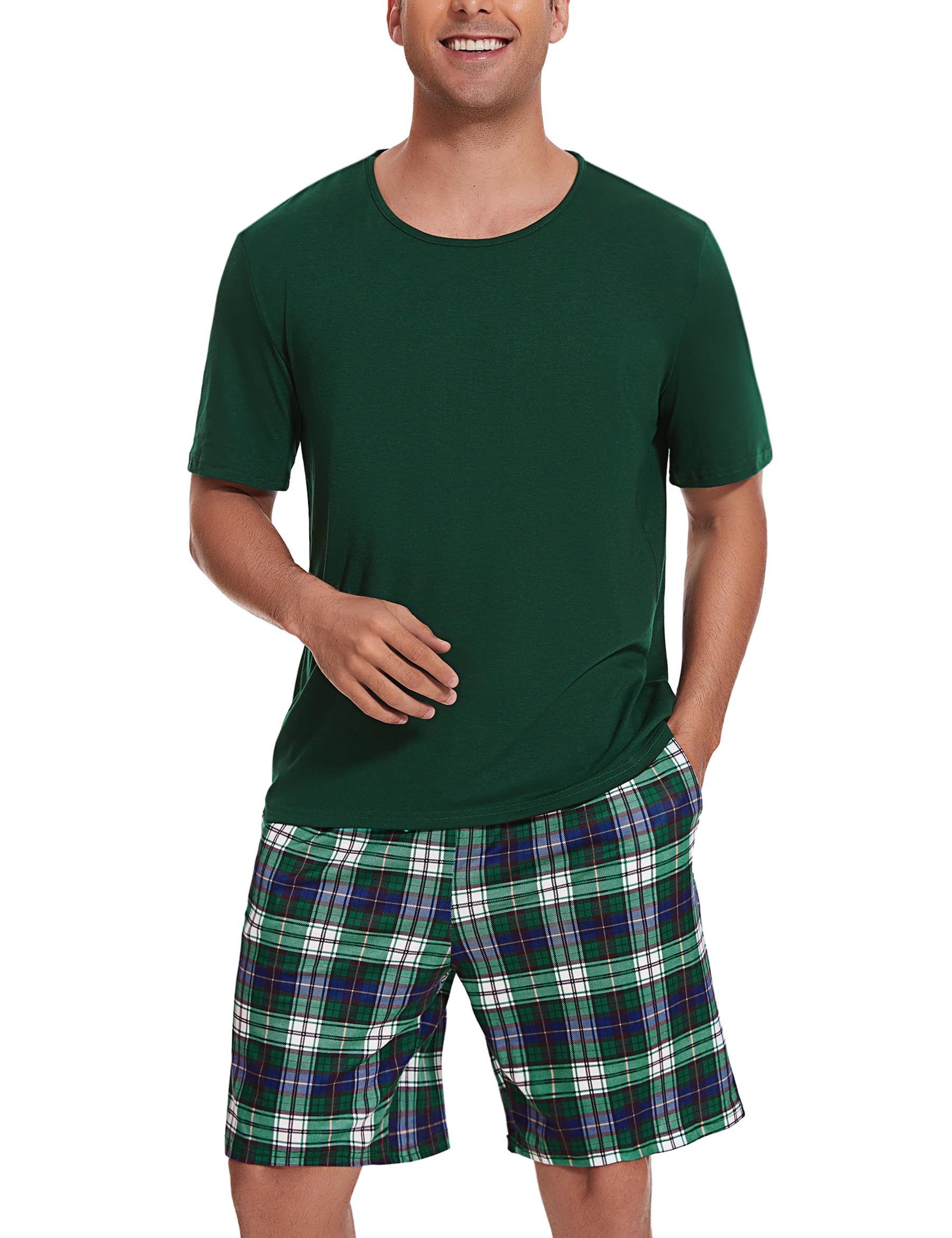Uniexcosm Men's Short Cotton Pyjamas Set Short Round Neck Short Sleeve Pyjamas T