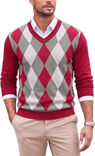 COOFANDY Men's V-neck knitted jumper business casual regular fit office sweater elegant long sleeve sweaters basic winter sweater