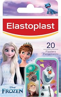 Elastoplast Disney Frozen Plasters, 20 Count | Skin-Friendly Wound Protection Strips, Fun Frozen Designs, Water Resistant, Easy to Remove, Protects from Dirt and Bacteria