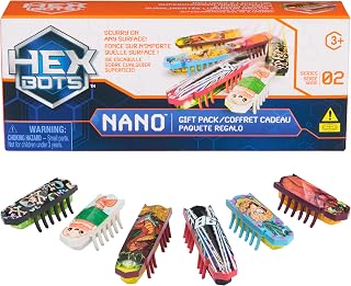 HEX Bots Nano 6 Pack, 4 Nano Bots with 2 Bonus Nano Flashes, Sensory Toys for Kids and Cats with Vibration Technology, Insect Toys and Mini Robot for Kids Ages 3 and Up