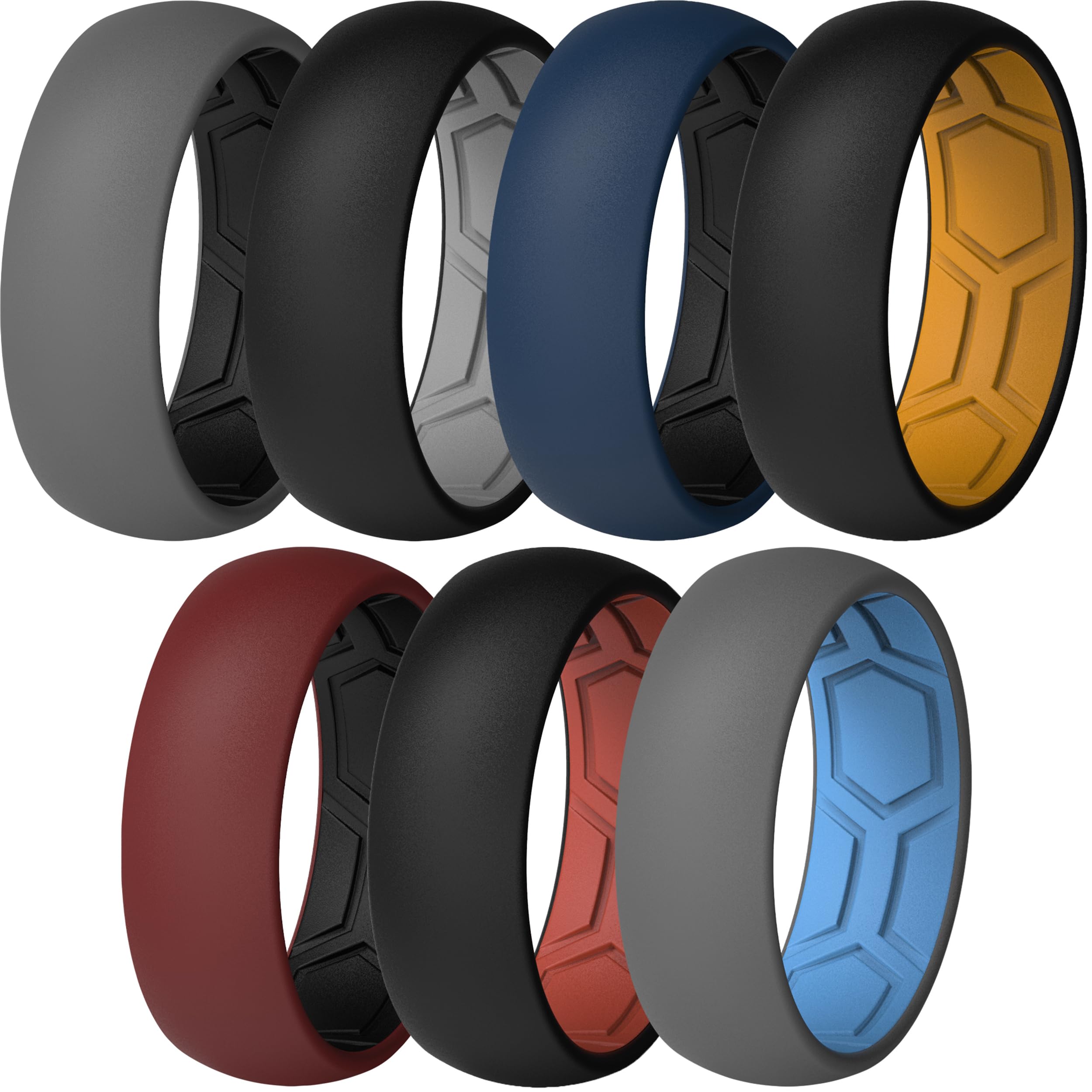 ThunderFit Men's Air Groove Silicone Rings, Breathable, 7.8mm Wide | 1.8mm Thick
