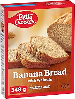 BETTY CROCKER Banana Bread Mix with Walnuts, Muffin Mix, Baking Mix, 348 Grams Package Box, Tastes Like Homemade, Easy To Bake