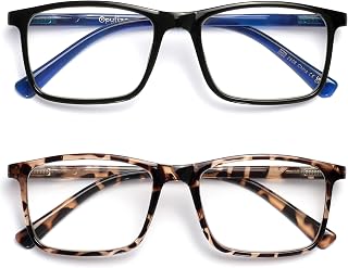 OPULIZE INK Reading Glasses for Women Men, Large Rectangular Frame with Spring Hinges & Scratch Resistant, Black Brown Tortoiseshell, +1.5(Pack of 2)