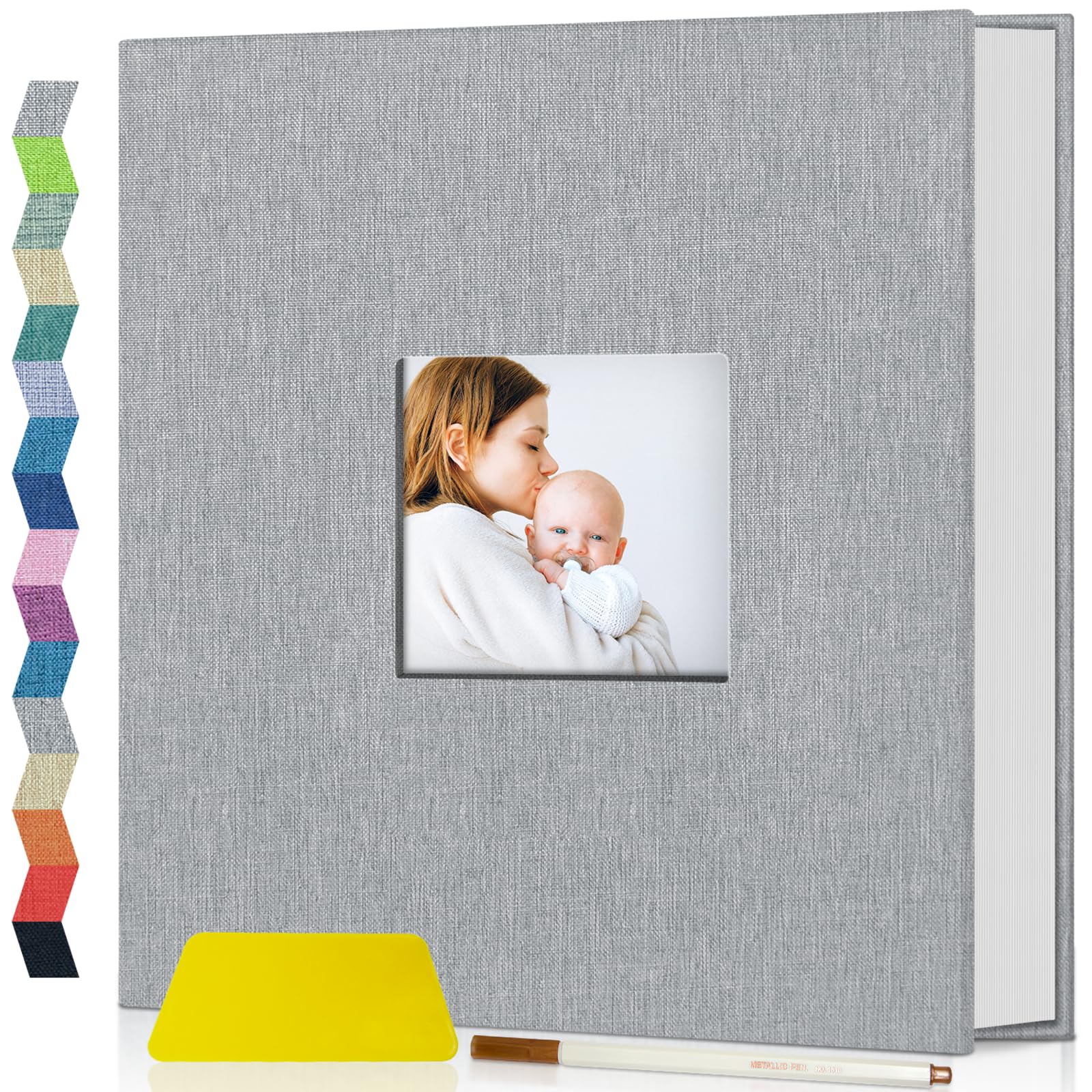 Popotop Photo Album Self Adhesive with Picture Display Window,40 Pages DIY Baby 