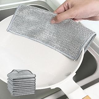 5/6/10 Pcs Steel Wool Towels Anti Scratch Double Layer Mesh Scrubbing Cloths for Kitchen and Home Cleaning