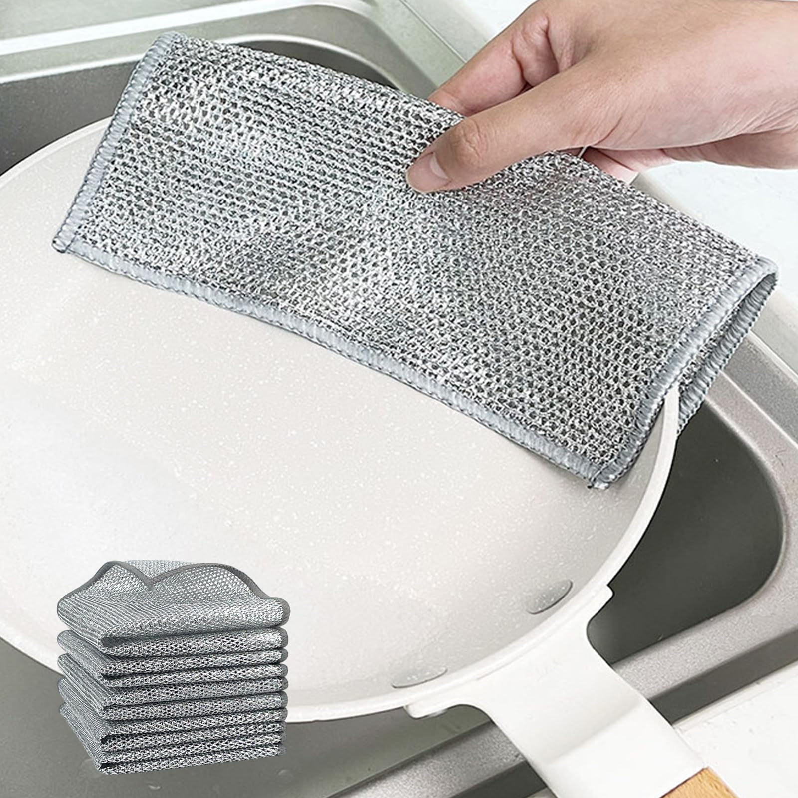 5/6/10 Pcs Steel Wool Towels Anti Scratch Double Layer Mesh Scrubbing Cloths for