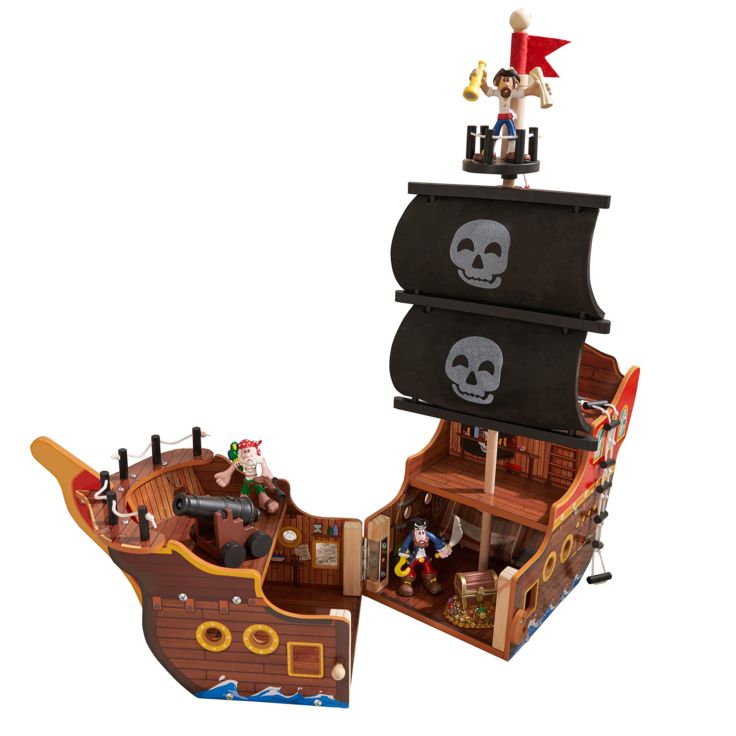 KidKraft Adventure Bound™: Wooden Pirate Ship Play Set with Lights and Sounds, P