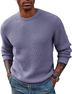 PJ PAUL JONES Mens Waffle Knit Sweaters Casual Crewneck Pullover Sweaters