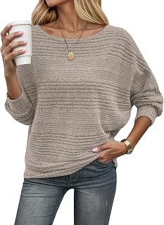 WNEEDU Women's Autumn Winter Thin Knitted Striped Sweater Elegant