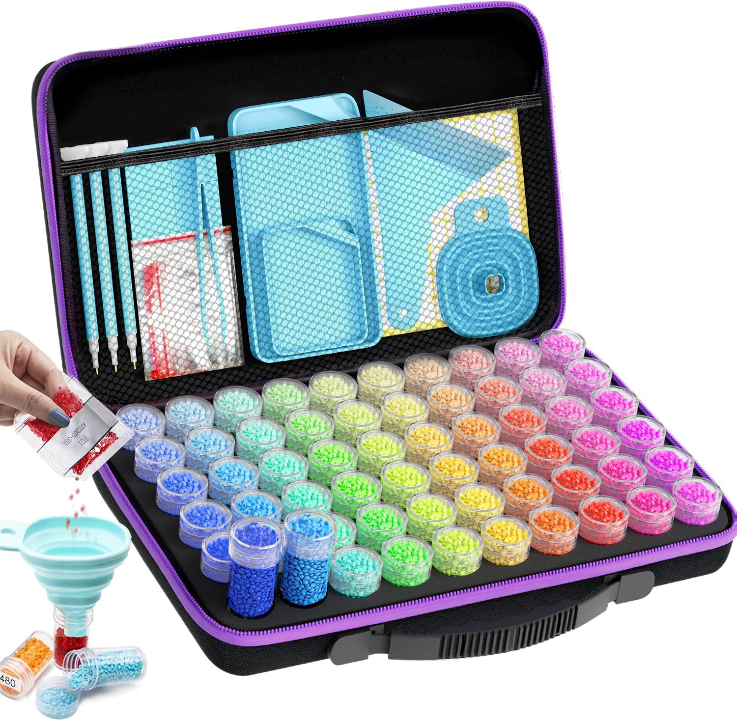 ARTDOT 60 Slots Storage Container for Diamond Art Kits for Adults, Portable Bead