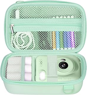 Leayjeen Protective Case for Children's Instant Photo Camera Compatible with Gofunly/CHAKEYAKE/CAMCLID and Printing Paper, with Straps and Handles (Case Only), green, briefcases