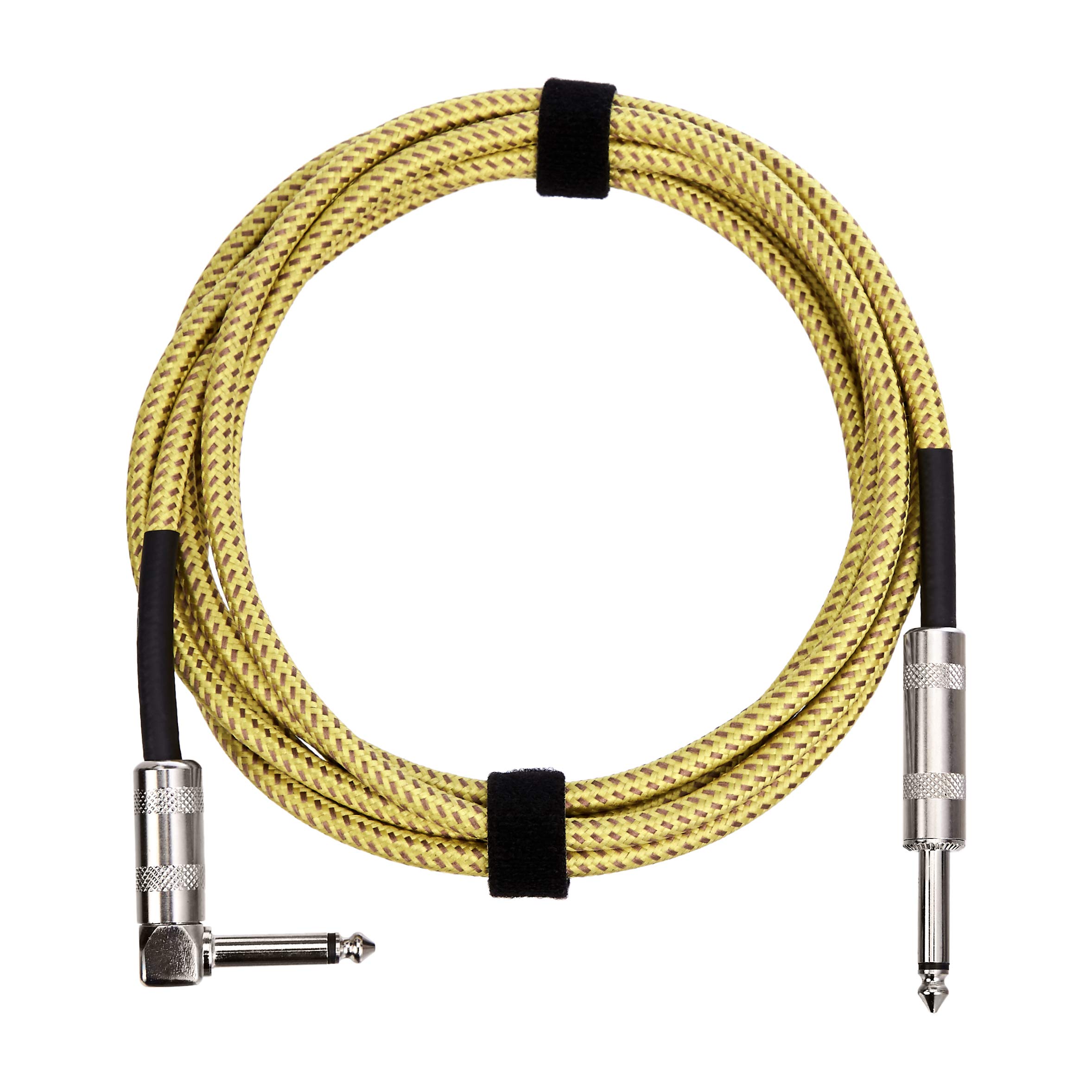 Amazon Basics TS 1/4 Inch Guitar Cable, Tweed Cloth Jacket Right-Angle Instrumen