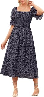 Scarlet Darkness Cottagecore Floral Dress Women Summer Midi Dresses