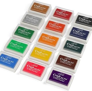 15 Colors Ink Pad, Washable Finger Stamp Pads for Kids Craft, Rubber Stamps | Non-Toxic, Quick-Drying, for Paper, Wood, Fabric, Finger Painting, DIY Crafting, Scrapbooking