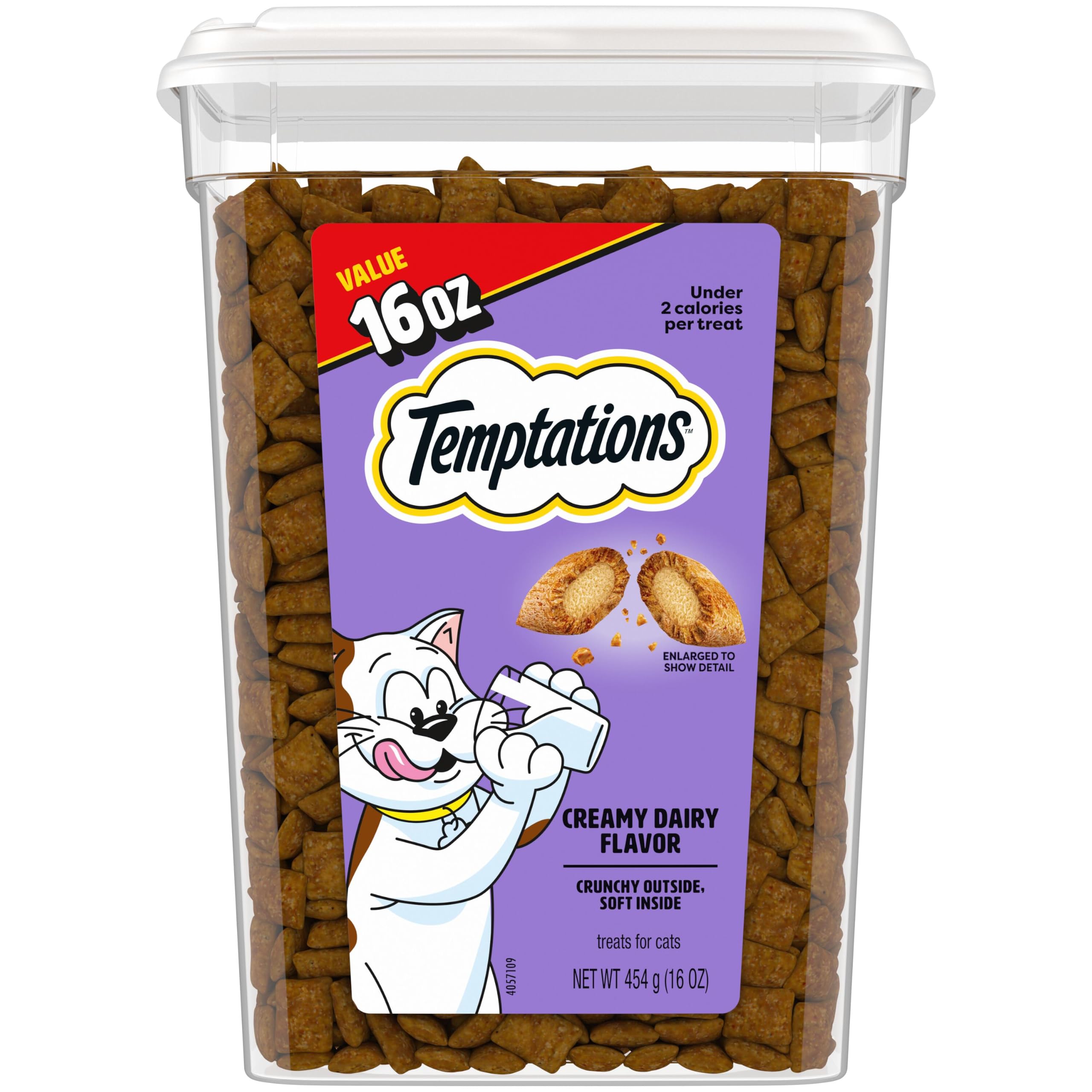 Temptations Classic Crunchy and Soft Cat Treats, Creamy Dairy, 16 oz | Under 2 c