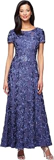 Alex Evenings Long Cold Shoulder Dress (Petite And Regular Sizes) Dress for Mother of the Bride Woman